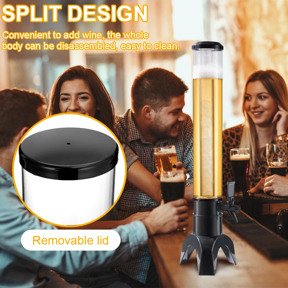 3L Beverage Dispenser Shockproof Wear-resistant Beer Tower Colorful Lights Tabletop Liquor Dispenser Bar Accessories Zpaxo