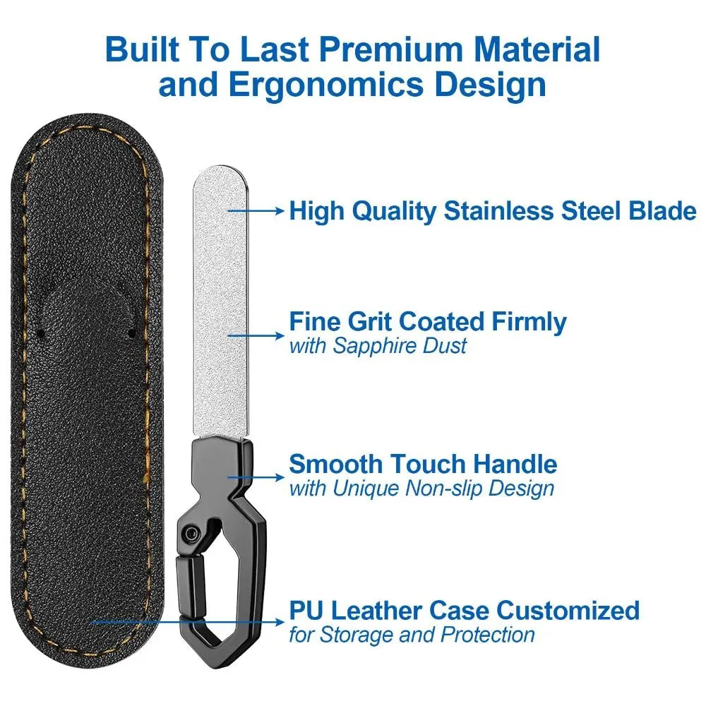 Double-Sided Nail Files Thick Stainless Steel Nails Polishing File Strip with Keychain Hook Nail Care Tools Zpaxo