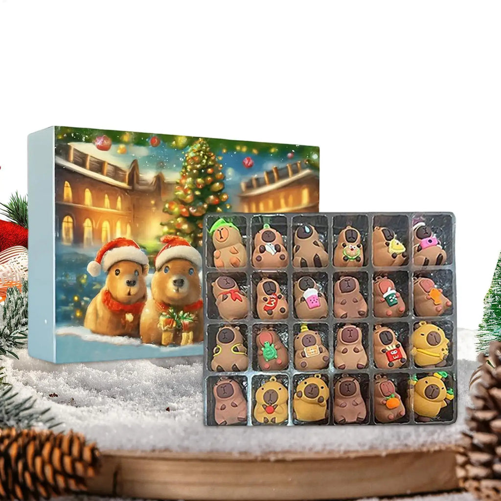 Christmas Capybara Advent Calendar 24 Days 3D Figurine Countdown