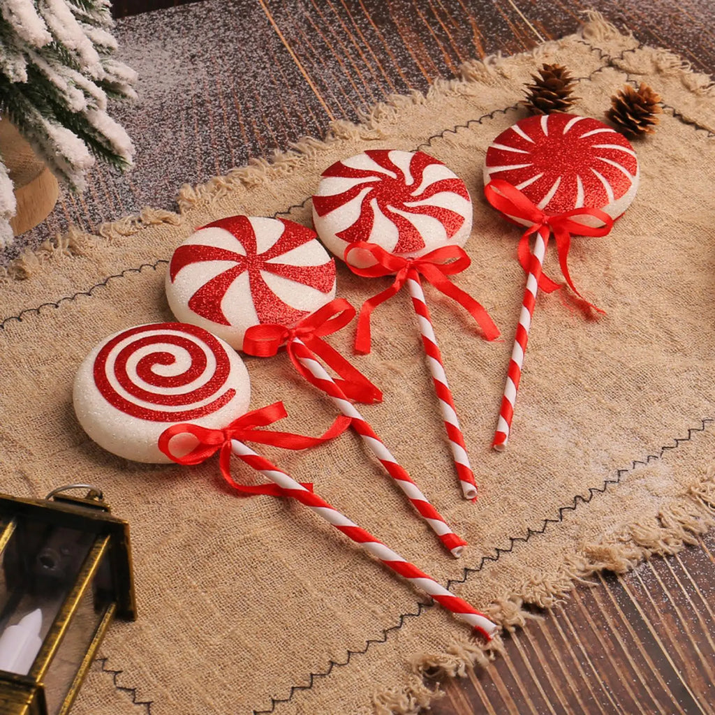 Christmas Tree Lollipop Decorations Red White Foam Candy Canes Xmas