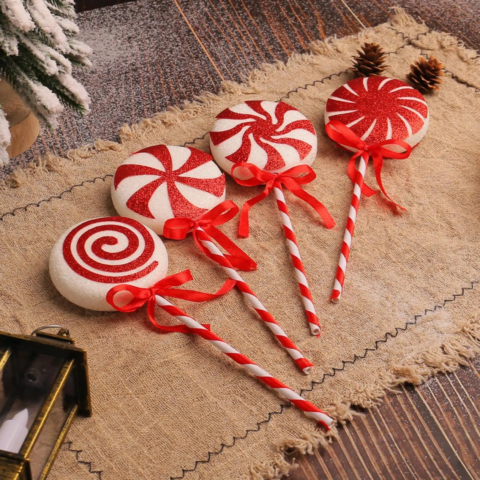 Christmas Tree Lollipop Decorations Red White Foam Candy Canes Xmas