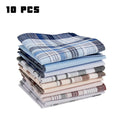10Pcs Cotton Handkerchiefs Soft Stripe Checkered Pattern Pocket Square Hankies Gentleman for Men Cotton Wedding Suit Handkerchie Zpaxo mixed