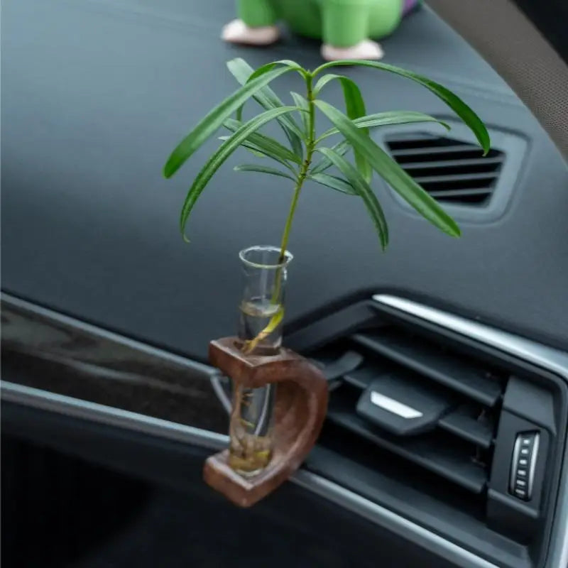 Wooden Car Vent Flower Vase Clip – Dashboard Decor Ornament