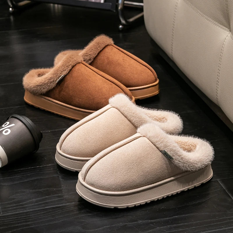 Fashion Women Fluffy Slippers Autumn Winter Indoor EVA Thick Sole