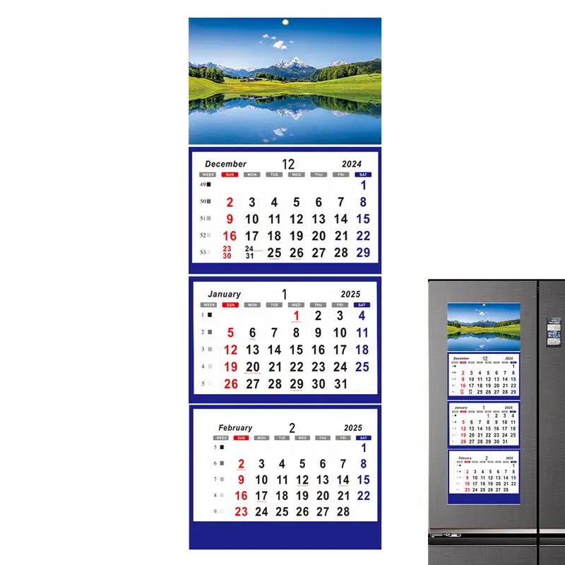 2025 Calendar 3 Month Display Vertical Dec 2024 Jan 2026 Daily