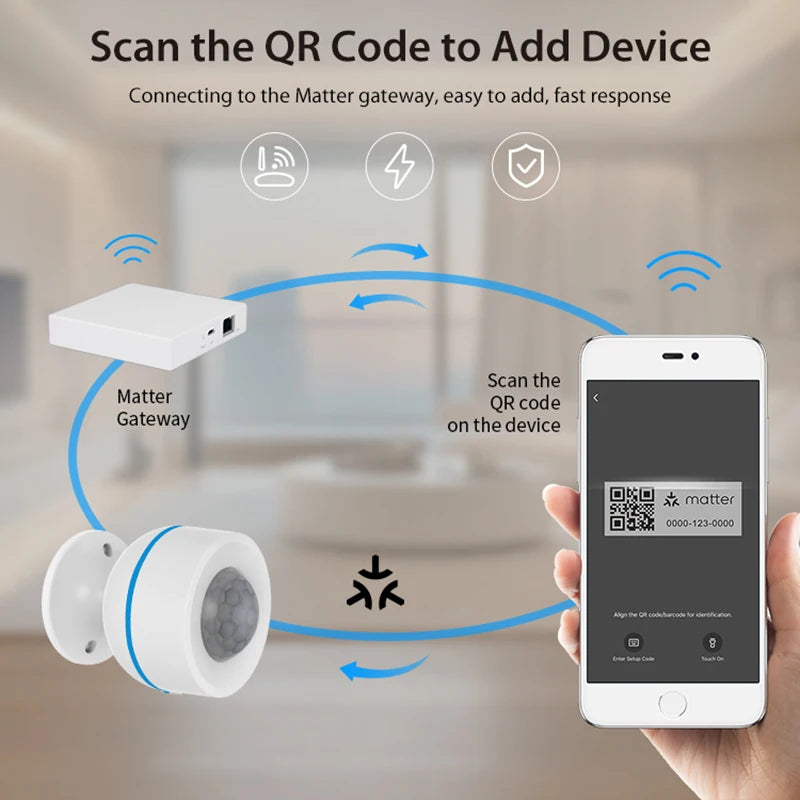 Matter Motion Sensor PIR Human Body Move With Temperature And Humidity Detector USB 5v/BatteryTuya Samrt Life Home Automation Zpaxo
