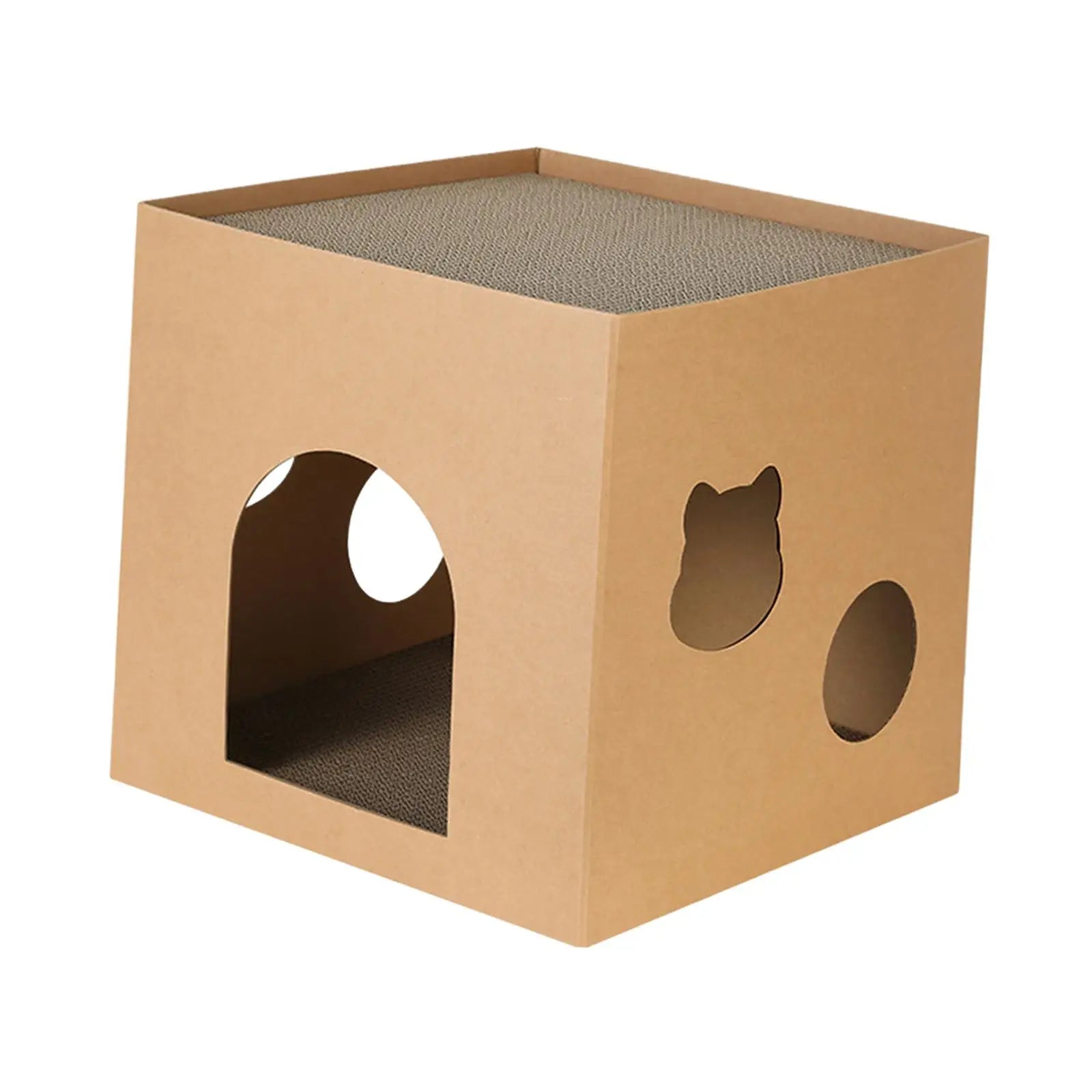 Cat Cardboard House with Scratch Pads Corrugated Cardboard Scratcher Cat Box Cats Bed for Cat Rabbit Small Animals Bunny indoor Zpaxo Brown L
