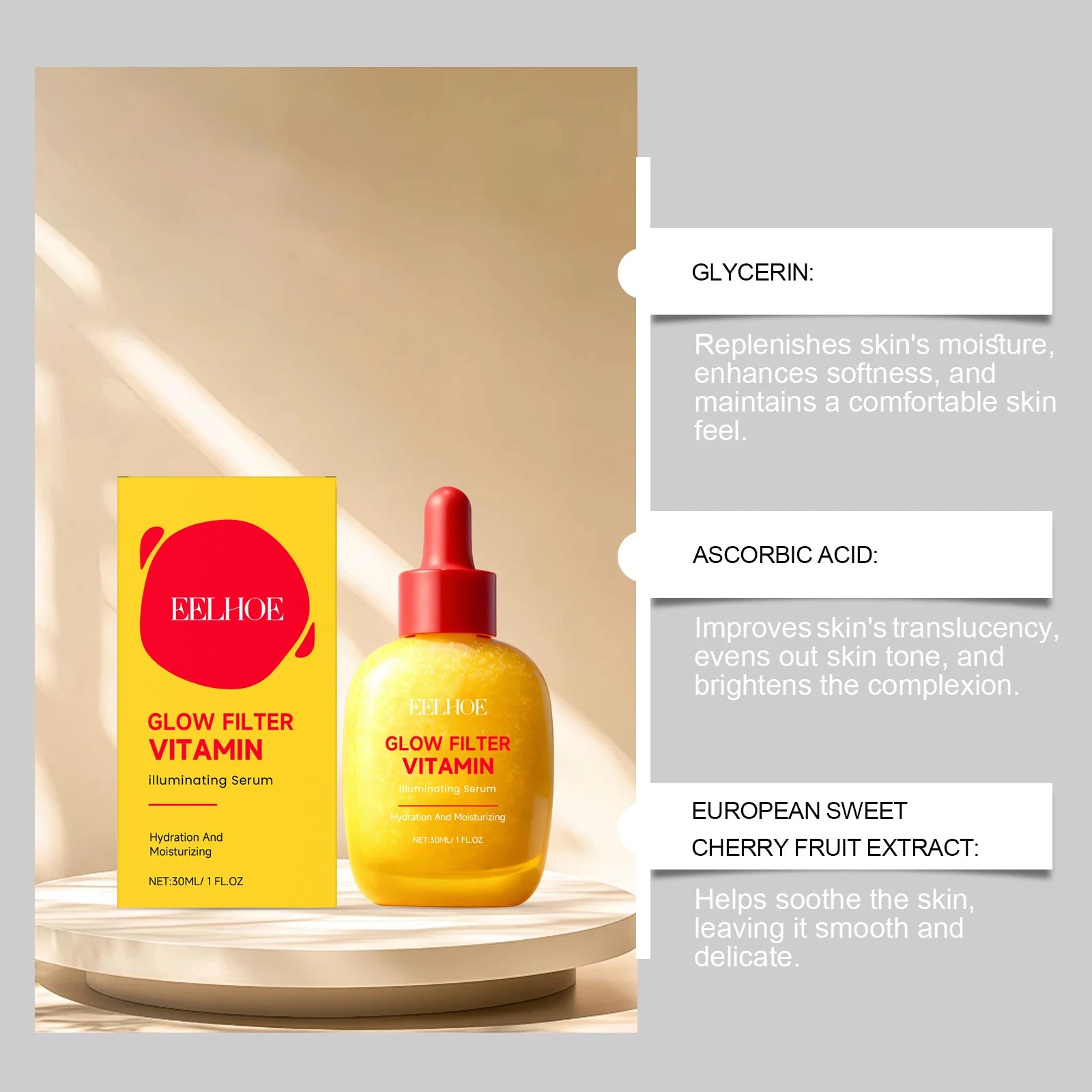 EELHOE Vitamin C Brightening Serum – Hydrating & Even Tone Vitamin C Face Serum Zpaxo