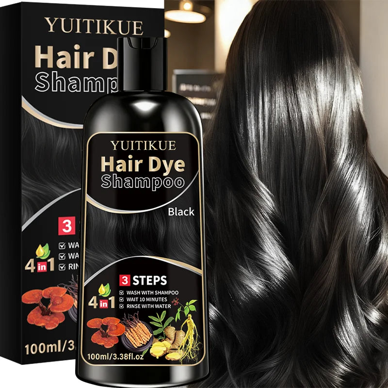 YUITIKUE Herbal Black Hair Dye Shampoo – Color & Cleanse Hair Dye Shampoo Zpaxo