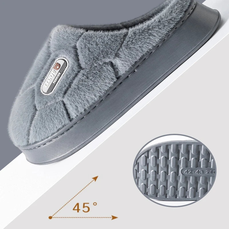 Trend Winter Couple Indoor Non-slip Men Women Flip Flops Warm