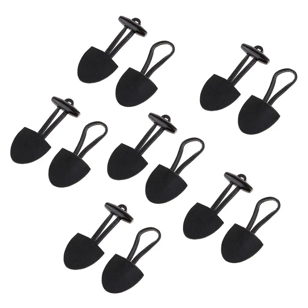 6 Pairs/Set Horn Toggle Closure Clasp Clothing Garment Ornaments Fasteners Black PU Leather Duffle Coat Sewing Crafts Zpaxo