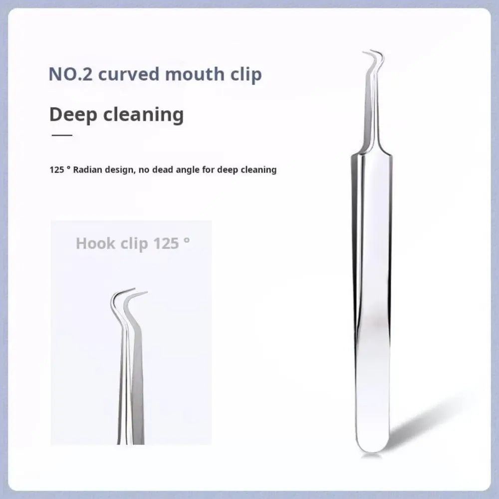 Premium Curved Acne Needle Stainless Face Skin Care Blackhead Tweezers Kit Professional High Hard Blackhead Remover Zpaxo