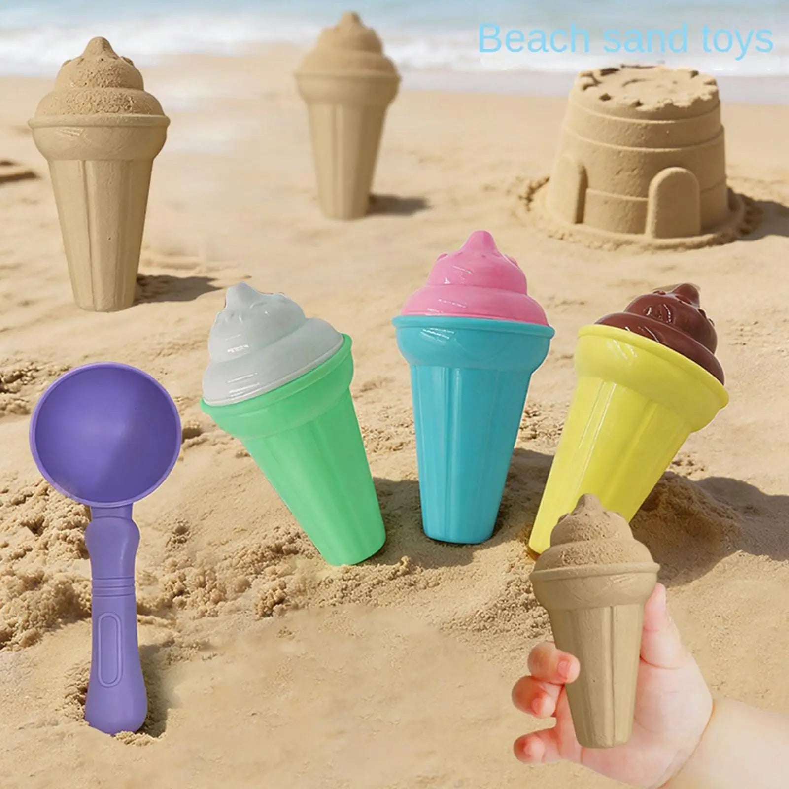 Ice Cream Sand Toys 7 Fun Creative Colorful Molds Girls Boys Beach Zpaxo