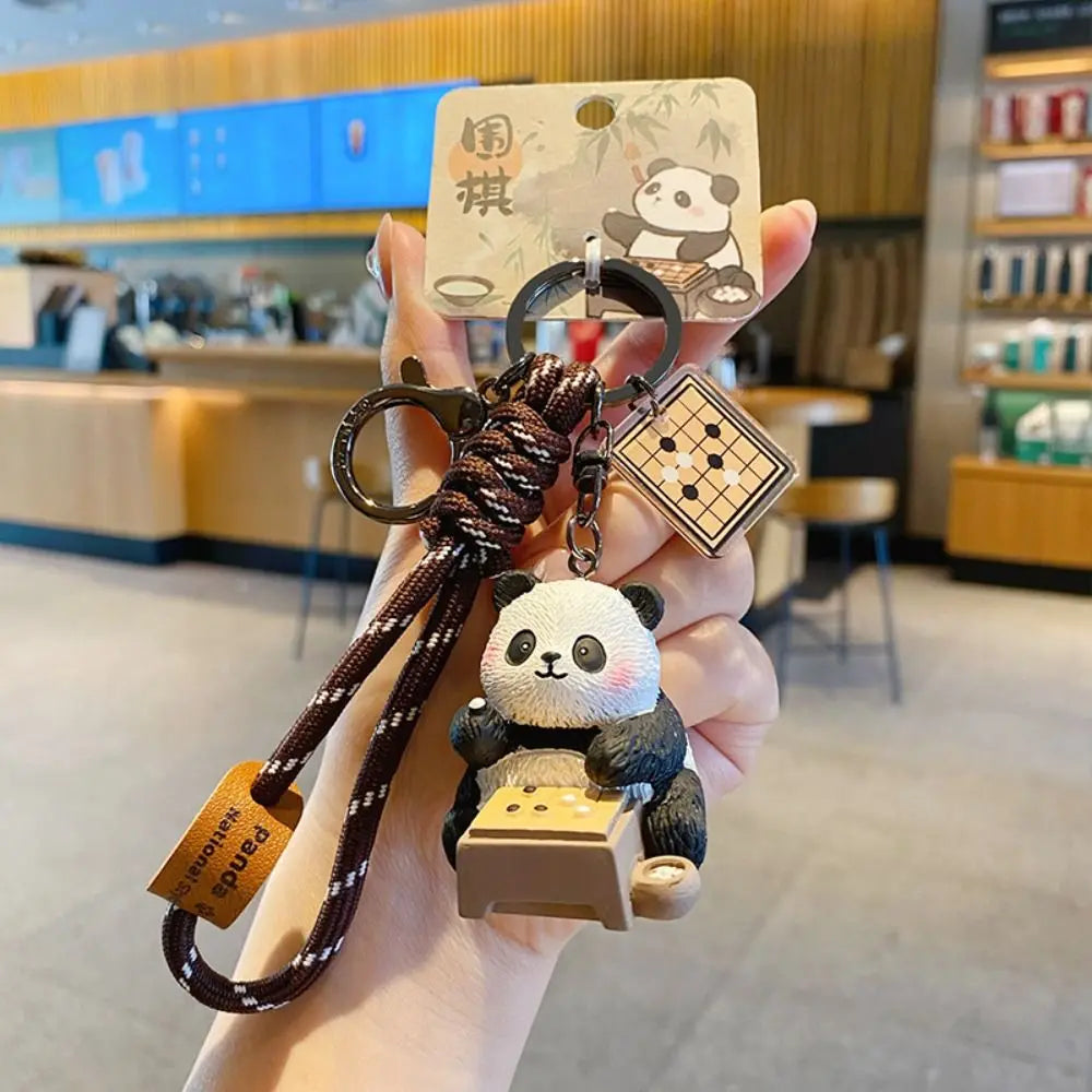 Lovely Cartoon Panda Keychain Chinese Style Bag Hanging Panda Dolls Pendant Ornaments Kawaii Car Key Ring Gifts Zpaxo