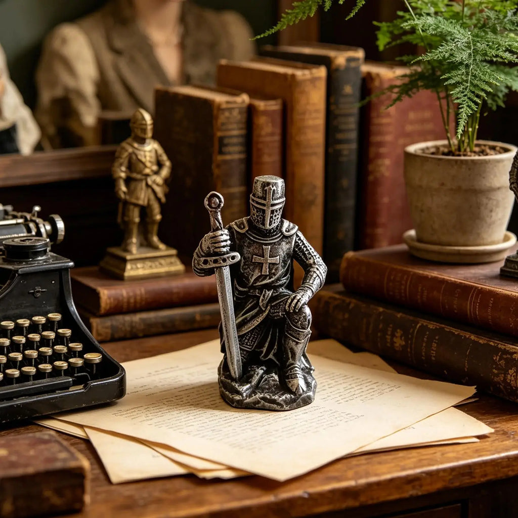 Knight Figure Cool Historical Resin Desktop Miniature Sculpture Roman Soldier Statue For Desk Home Office Garden Executive Zpaxo