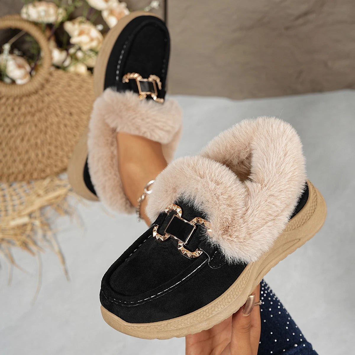 Women Snow Boots 2025 New Comfortable Short Boots Casual Solid Color Ankle Boots Women Autumn Winter Thickened Warm Shoes Women Zpaxo black 43