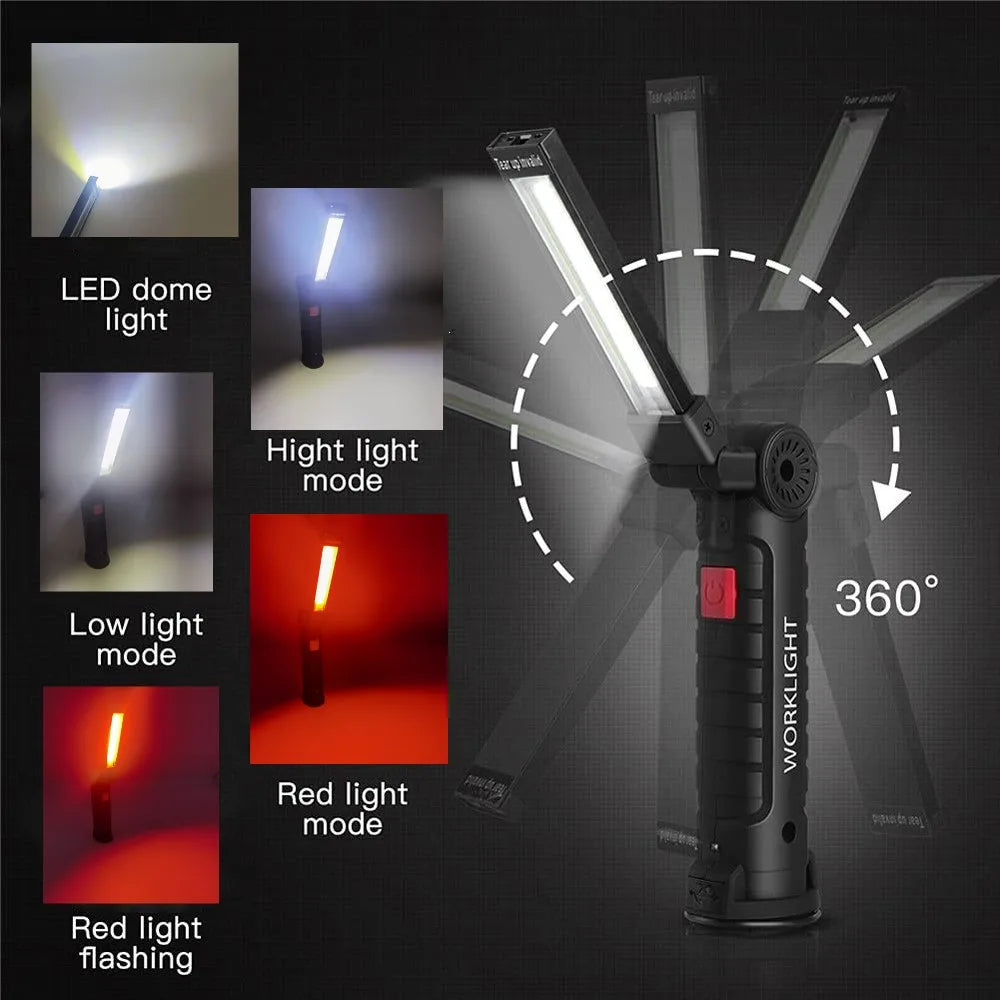 COB LED Rechargeable Work Light – Magnetic 5-Mode Flashlight