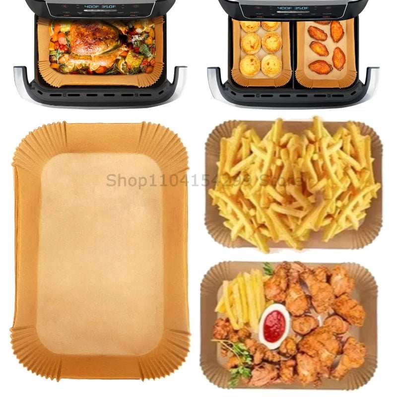 50/100pcs Disposable Air Fryer Paper Non-Stick Kitchen Baking Airfryer Mat Oilproof Micro-wave Barbecue Pad Baking Paper Zpaxo