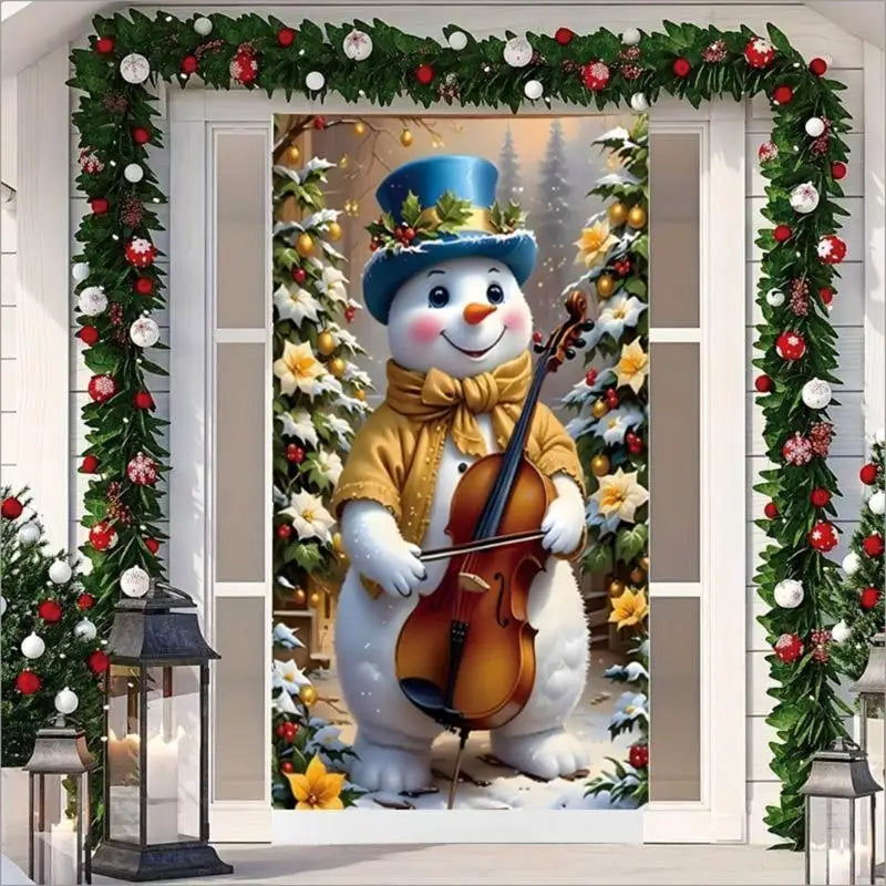 Christmas Holiday Door Cover Hanging Tapestry Year Party Decorations