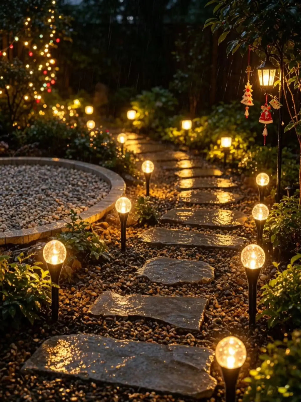 Solar-powered Bubble Path Light Floor-standing 8 Modes Solar Guiding Zpaxo Warm White 6.5M30LED