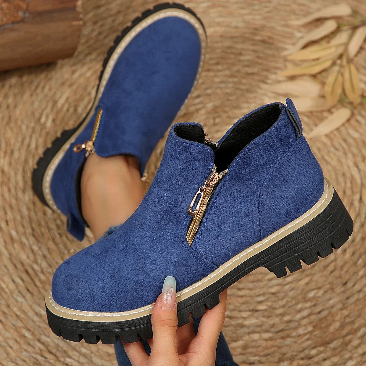 Women Boots Plus Size Platform Shoes Women Simple and Stylish Boots Thick Sole Ankle Boots Fashion Comfortable Shoes for Women Zpaxo Blue 43