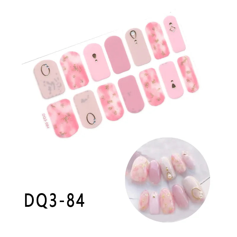 53 Colors Nail Polish Stickers Pure Strips Waterproof Adhesive Full
