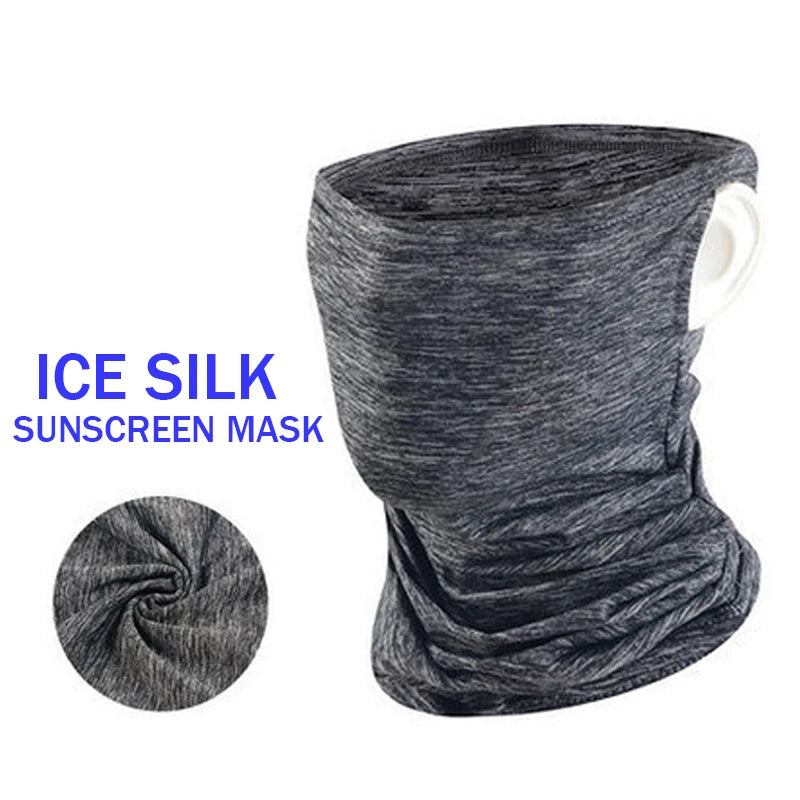 Summer Breathable Cycling Headwear Ice Silk Anti UV Face Cover Quick-dry Outdoor Sport Running Scarf Men Women Fishing Mask Zpaxo Hanging ear Grey