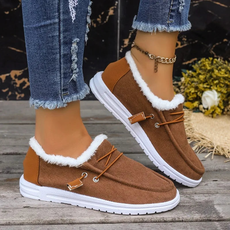 Women Boots Thick Bottom Outdoor Snow Boots Female Thickened Fluff Flats Shoes Comfortable Cotton Shoes Woman Zapatos De Mujer Zpaxo Brown 38