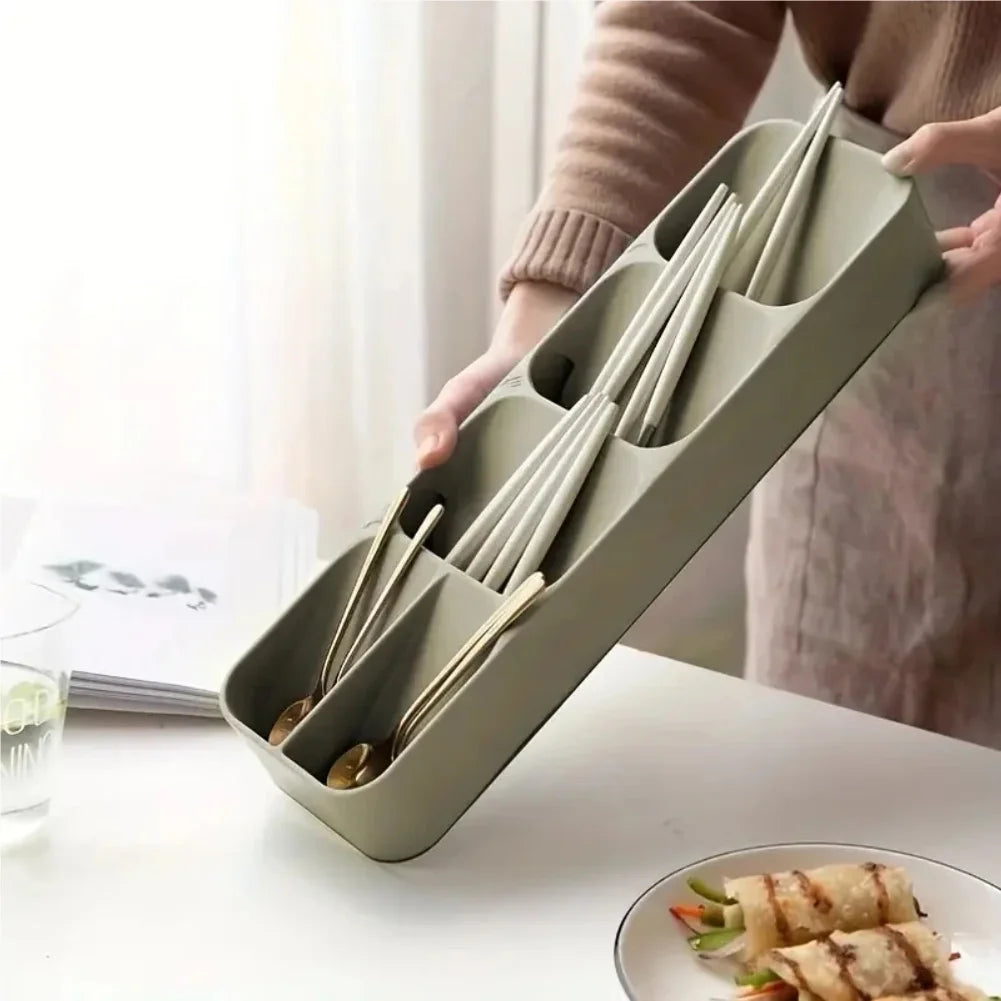 Multi-purpose Cutlery Storage Tray Cutlery Fork Spoon Compartmentalized Organizer Kitchen Drawer Categorized Storage Boxes Zpaxo