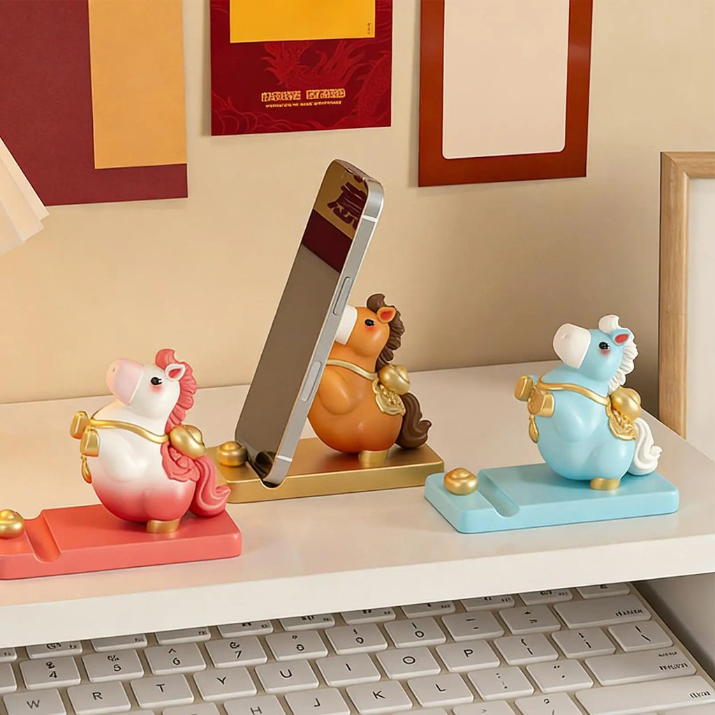 Horse Design Phone Stand Cute Cellphone Holder Wealth Blessing