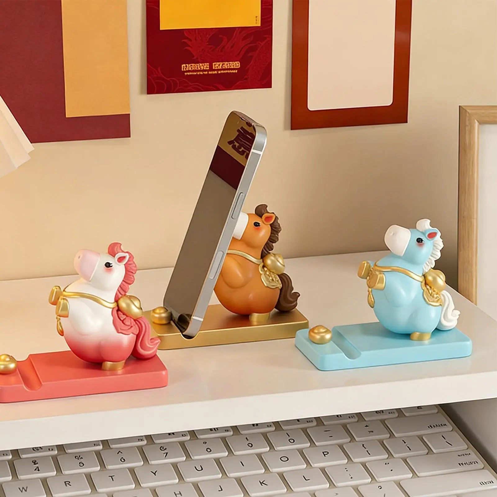 Horse Design Phone Stand Cute Cellphone Holder Wealth Blessing
