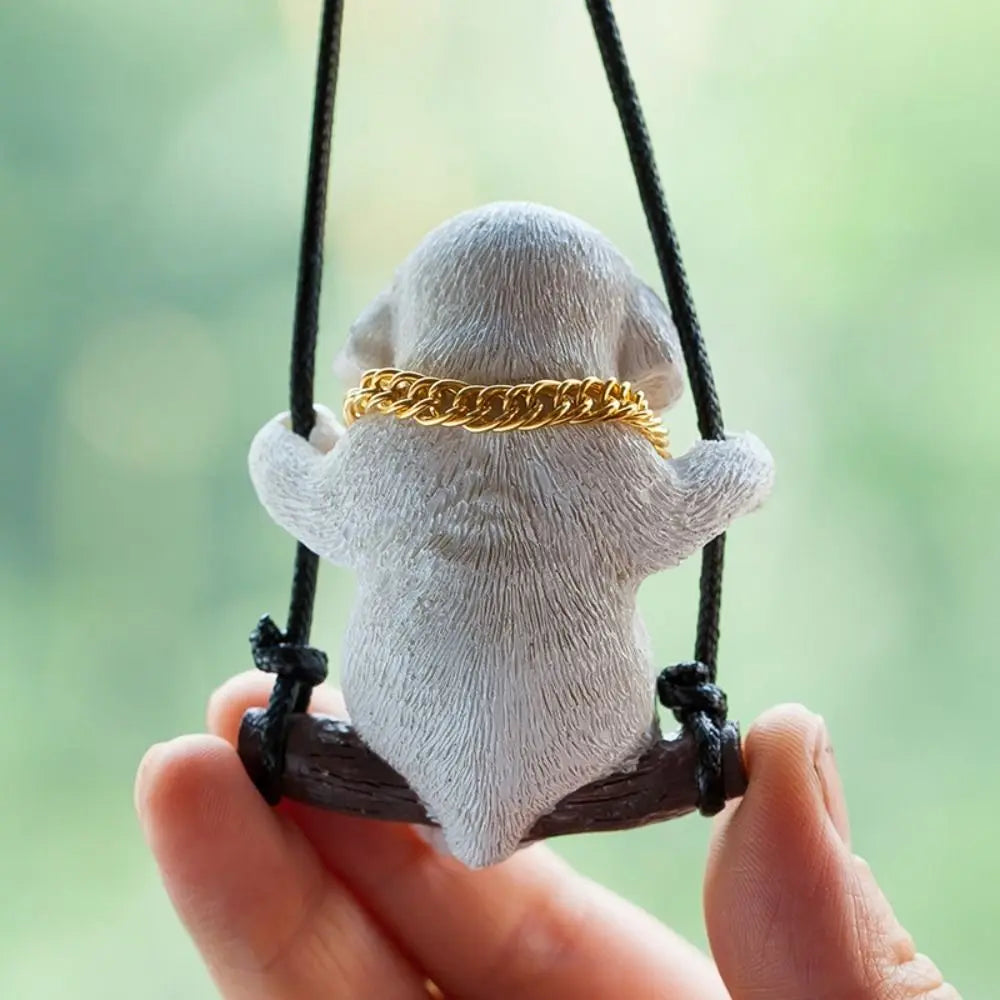 Trend Swing Dog Auto Interior Accessories Decoration Sunglasses Car Pendant Bulldog Resin Car Hanging Gift Zpaxo