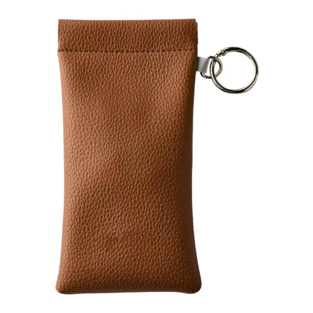 PU Leather Sunglasses Pouch with Keyring | Soft Eyeglass Case Eyeglass Pouch Case Zpaxo Brown