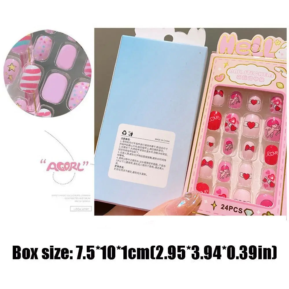 Cartoon Children Wearing Nails Cute Detachable Long Nail Sticker Zpaxo
