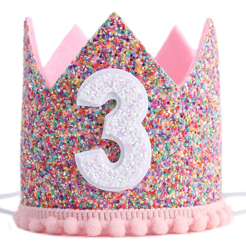 Pink Princess Crown Baby Birthday Party Hat Half Year Old 1st 2nd 3rd Zpaxo Colorful 3