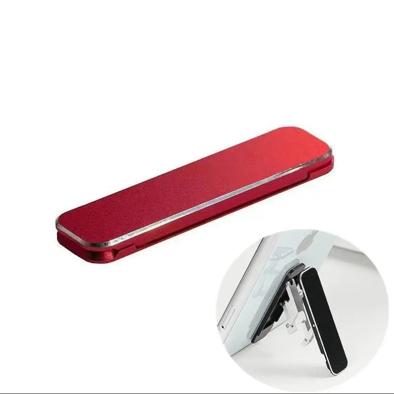 ▶1/3PCS Mini Invisible Foldable Mobile Phone Stand Aluminum Alloy Desktop Mount Material Holder Adjustable Angle For Cellphone Zpaxo 1PCS Red