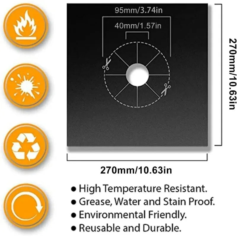 4 6PiecesKitchen Non Stickreusable Gas Stove Cover Heat Resistant