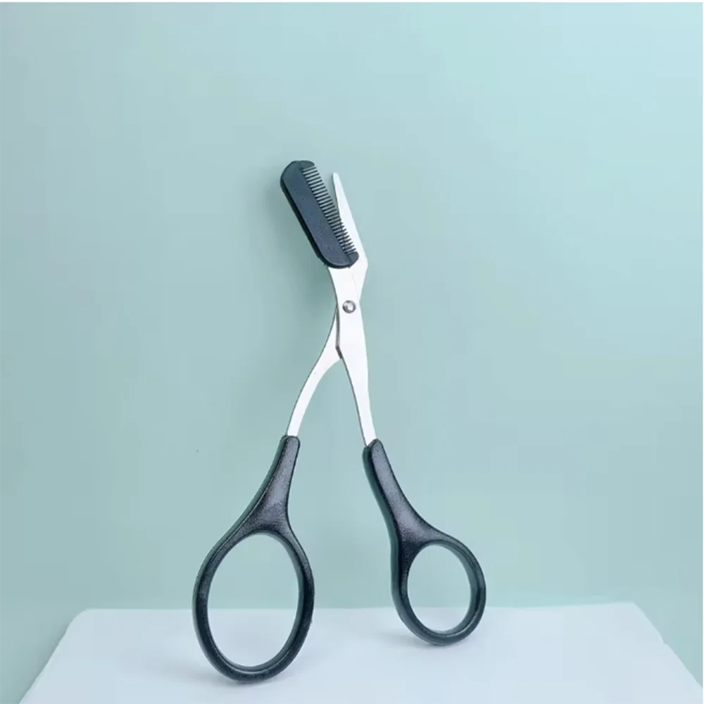 Stainless Steel Eyebrow Scissors with Comb – Precision Brow Trimmer for Easy Eyebrow Shaping & Grooming Zpaxo black