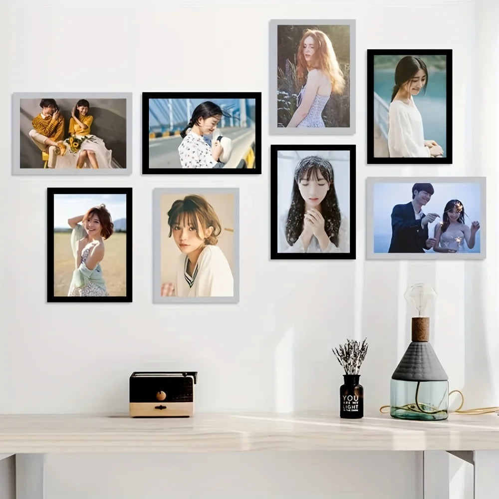 3pcs Magnetic Wall Frame, Self-Adhesive & Removable for Photos Notes, Black White Matte Minimalist Home Office Decor Zpaxo