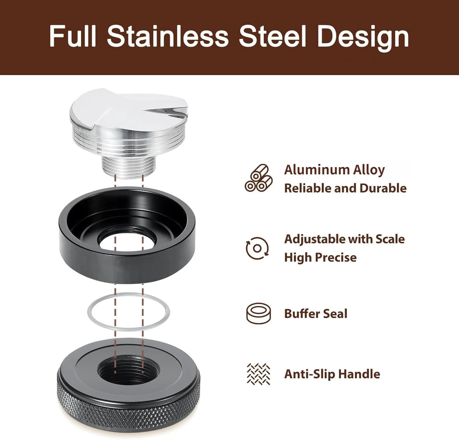 51/53/58mm Espresso Coffee Distributor – Aluminum Alloy, Black