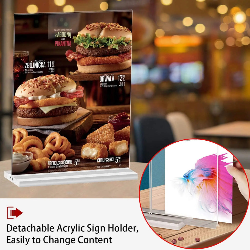 Clear Table Acrylic Sign Holder Stand Plastic Picture Paper Card