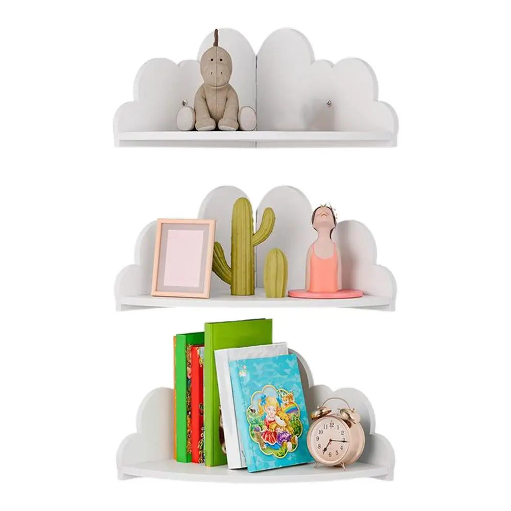 Cloud Wall Shelf 3 Wooden Corner Shelves Floating Bookshelf Kids Room