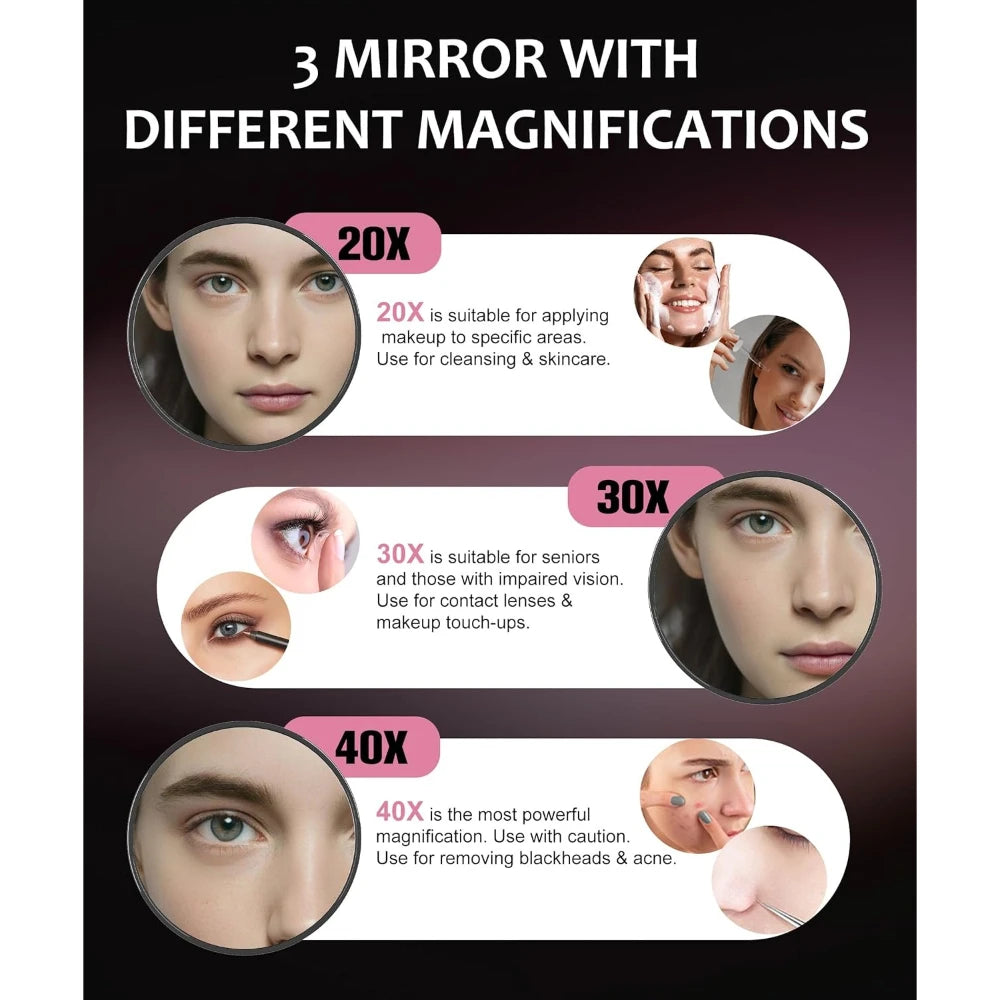 Magnifying Mirror Set 20X 30X 40X – Travel Compact Mirror & Tweezers