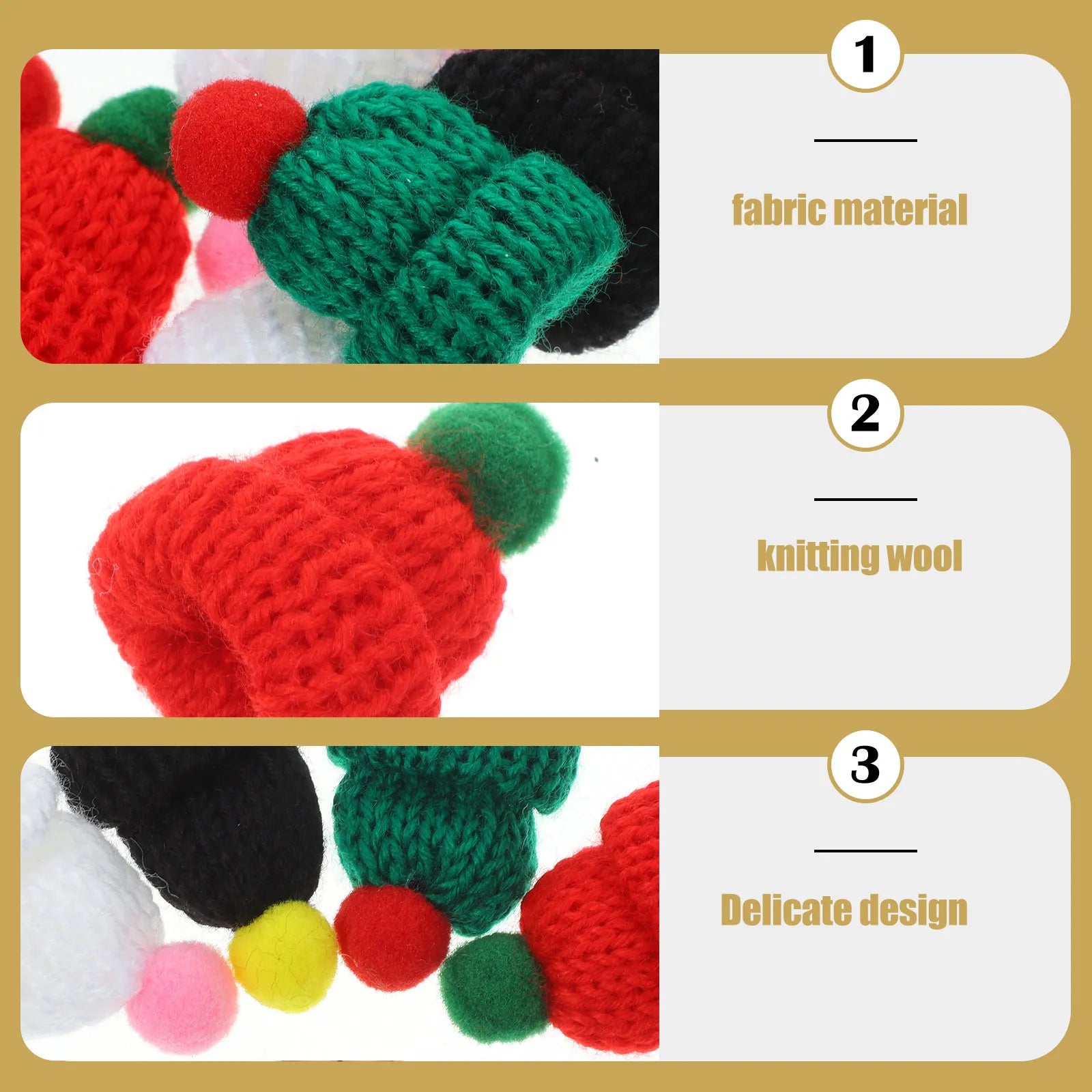 Mini Woollen Santa Hat Knitted Christmas Decoration Clothes Hats Bags