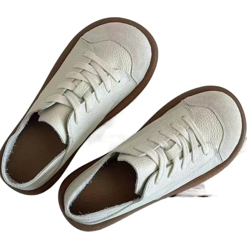 Sneakers Women Shoes Loafers Lace Up Leather Flat Spring Ladies