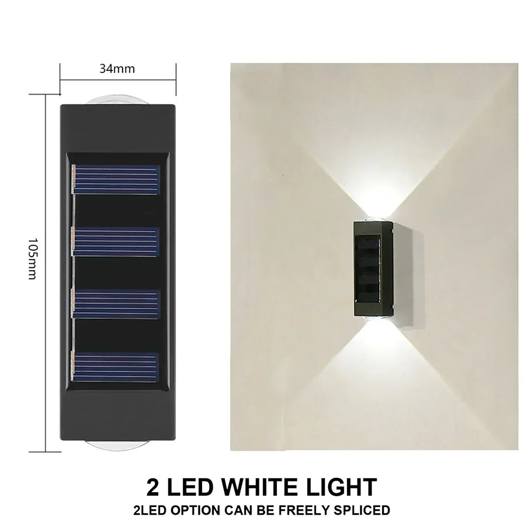 Solar LED Light Outdoor Waterproof Wall Lamp Dusk Dawn Fence Lighting Zpaxo 2LED-WHITE 2PCS