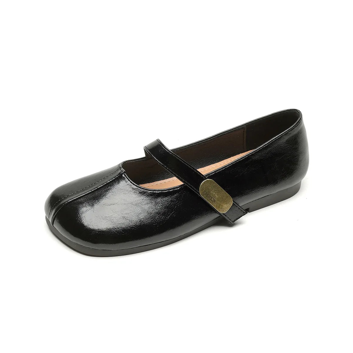 Flat Shoes for Women Spring and Autumn 2025 Round Toe New Style Square Toe Mary Jane Shoes Plus Size Women's Shoes Ladies Zpaxo Black 38