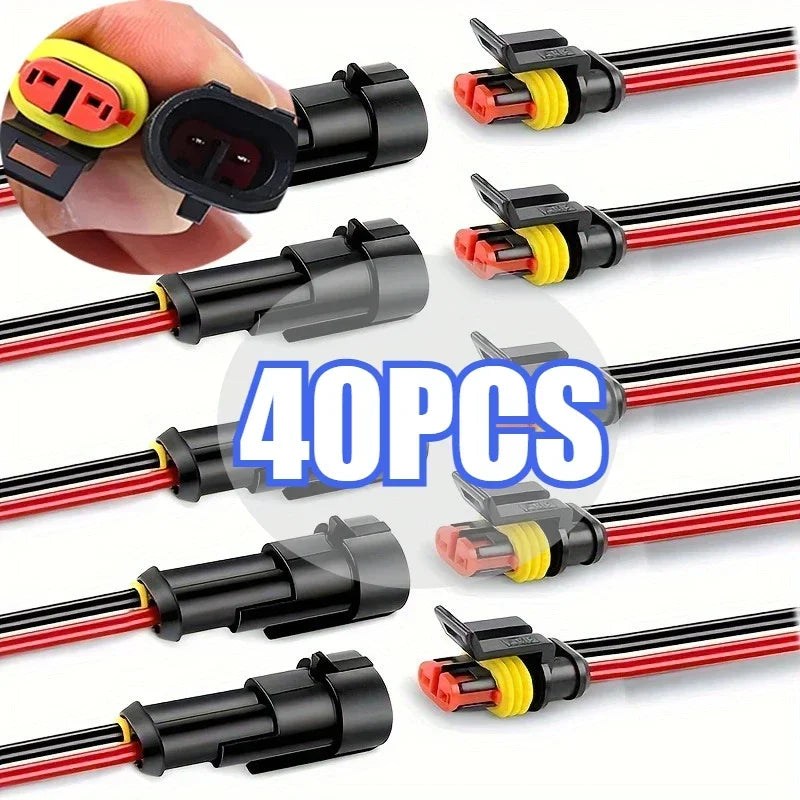 Automotive Connector Electric Motorcycle Connectors Waterproof Quick Connect Kit with Wire,Suitable for Cars and Ships Connector Zpaxo 40PCS-20pair