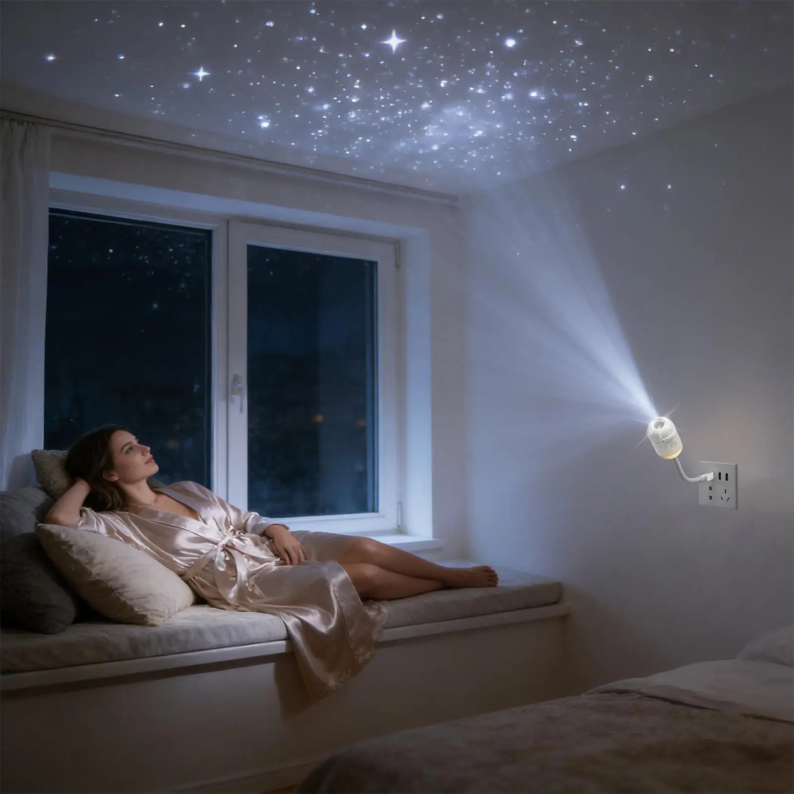 1 Usb Mini Galaxy Star Projector Night Light 12 Films Starry Sky