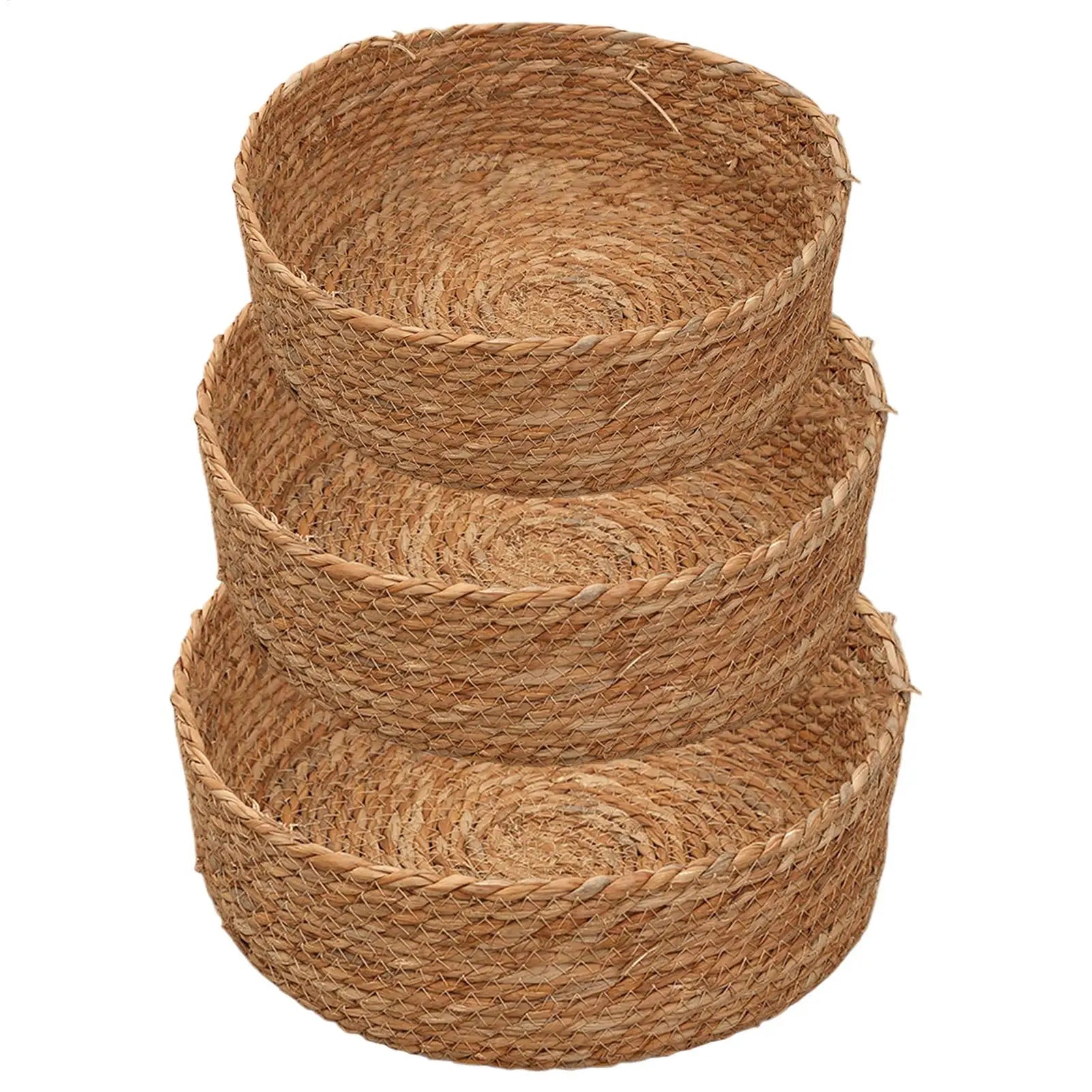 3-Piece Woven Rattan Wicker Storage Baskets – Kitchen & Home Wicker Storage Baskets Zpaxo